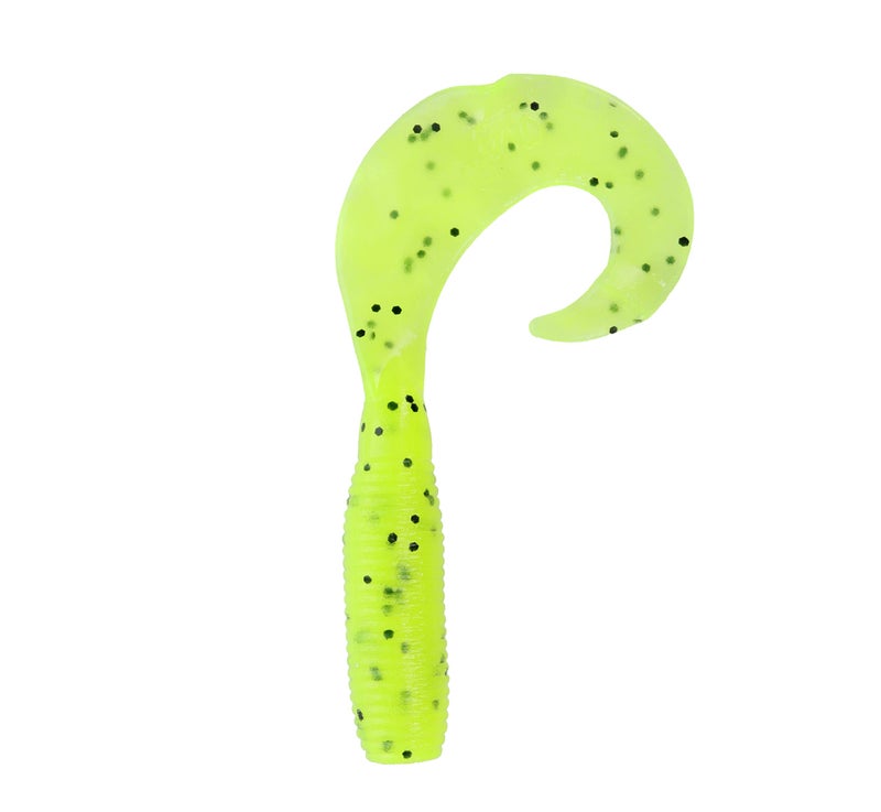 Yamamoto 5" Super GRUB Chartreuse W/Large Black Flake (20 Pack) - Image 1